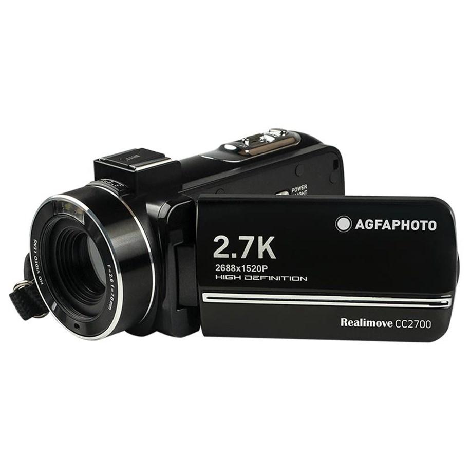 Sort Agfa Photo Realimove CC2700-2 videokamera med udfoldet skærm