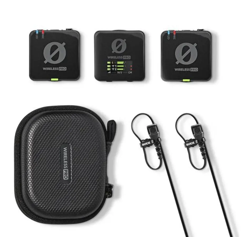 Røde Wireless PRO sæt med modtager, to sendere og opladningsetui