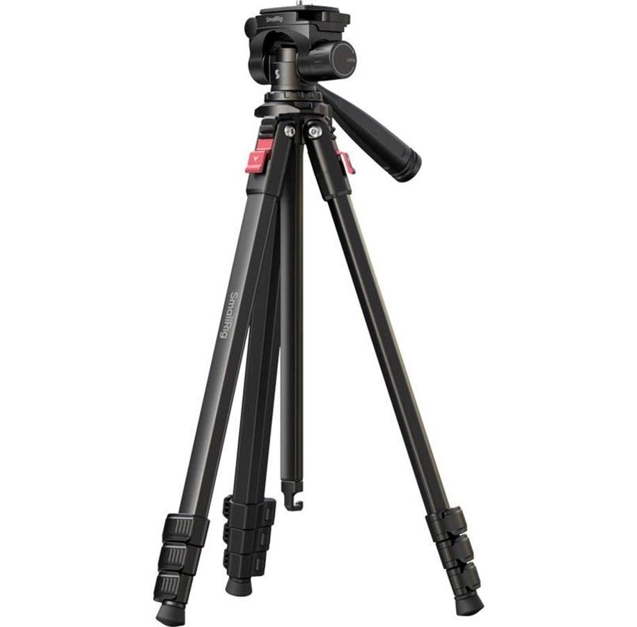 SmallRig 5474 videostativ i sort aluminium med tre sektioner og kompakt videohoved